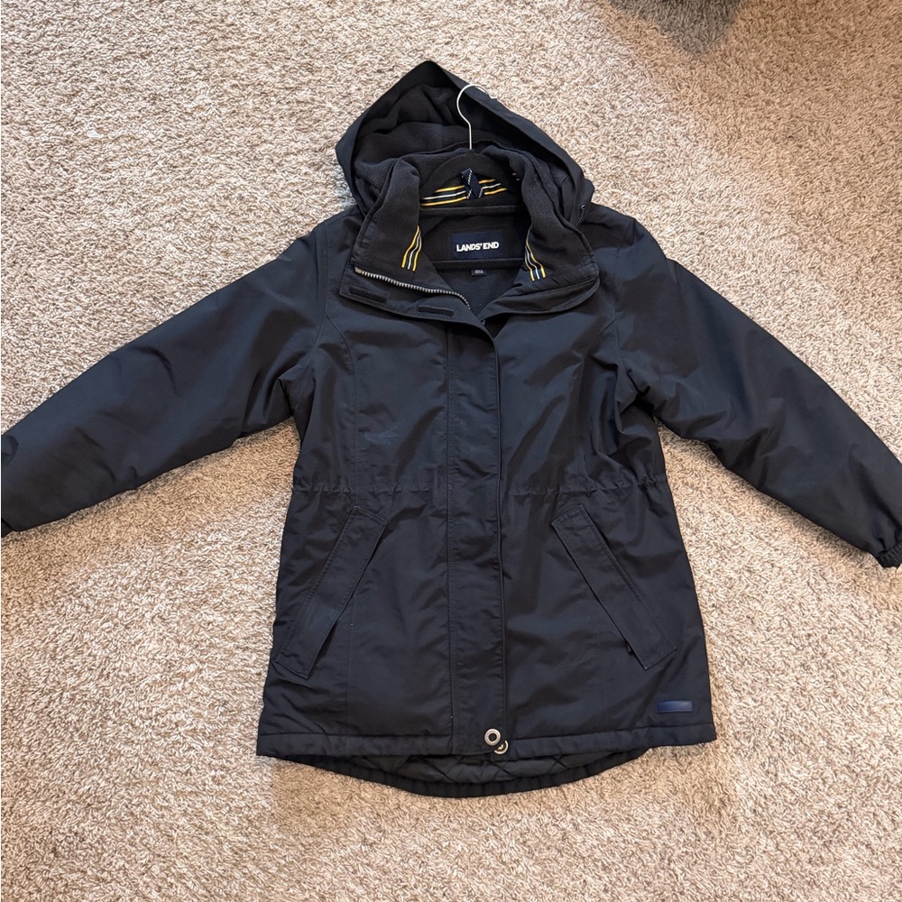 Lands' End Navy Hooded Raincoat